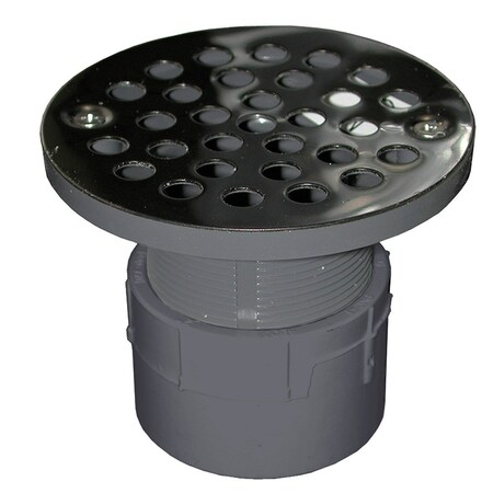 Jones Stephens 2in. PVC Over Pipe Fit Drain Base with 2in. Plastic Spud and 4in. Stainless Steel Strainer D53190